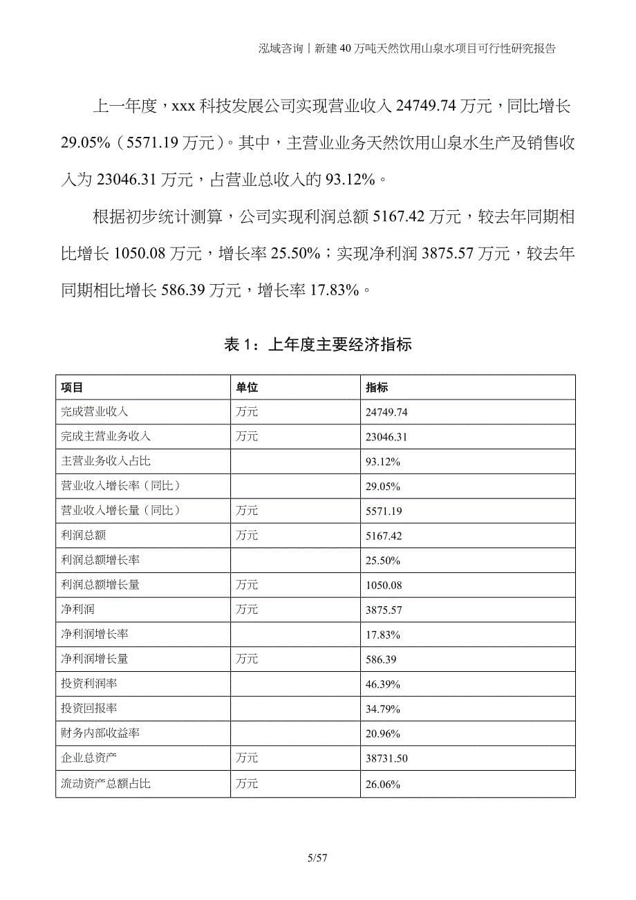 新建40万吨天然饮用山泉水项目可行性研究报告_第5页