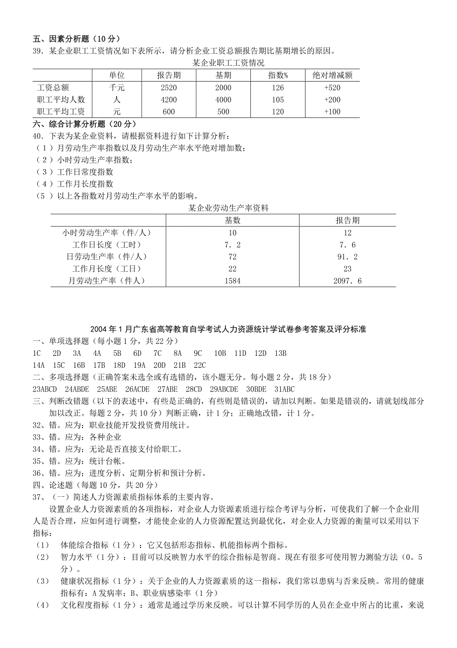 2004-2013年人力资源统计学自考11467试题与答案_第3页