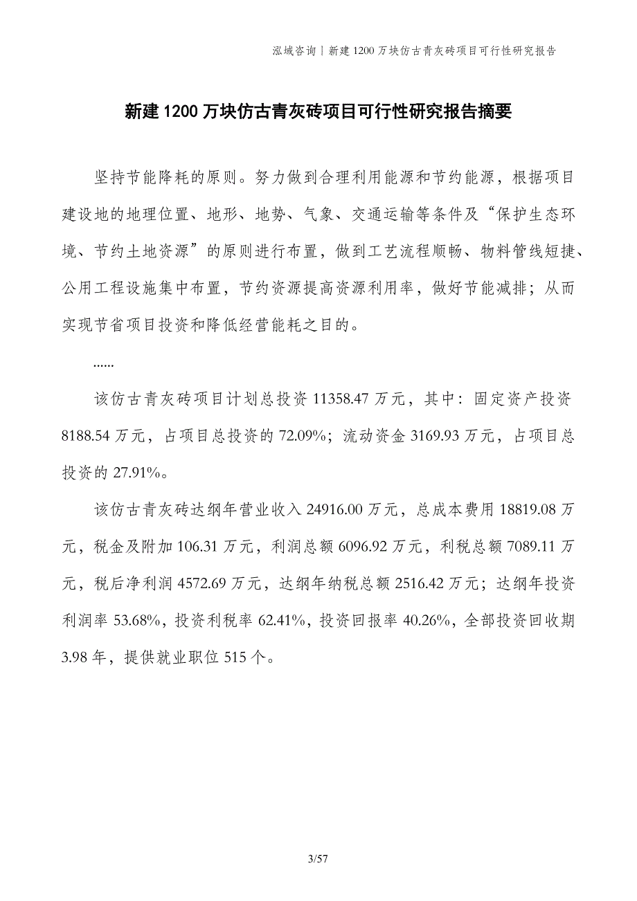 新建1200万块仿古青灰砖项目可行性研究报告_第3页