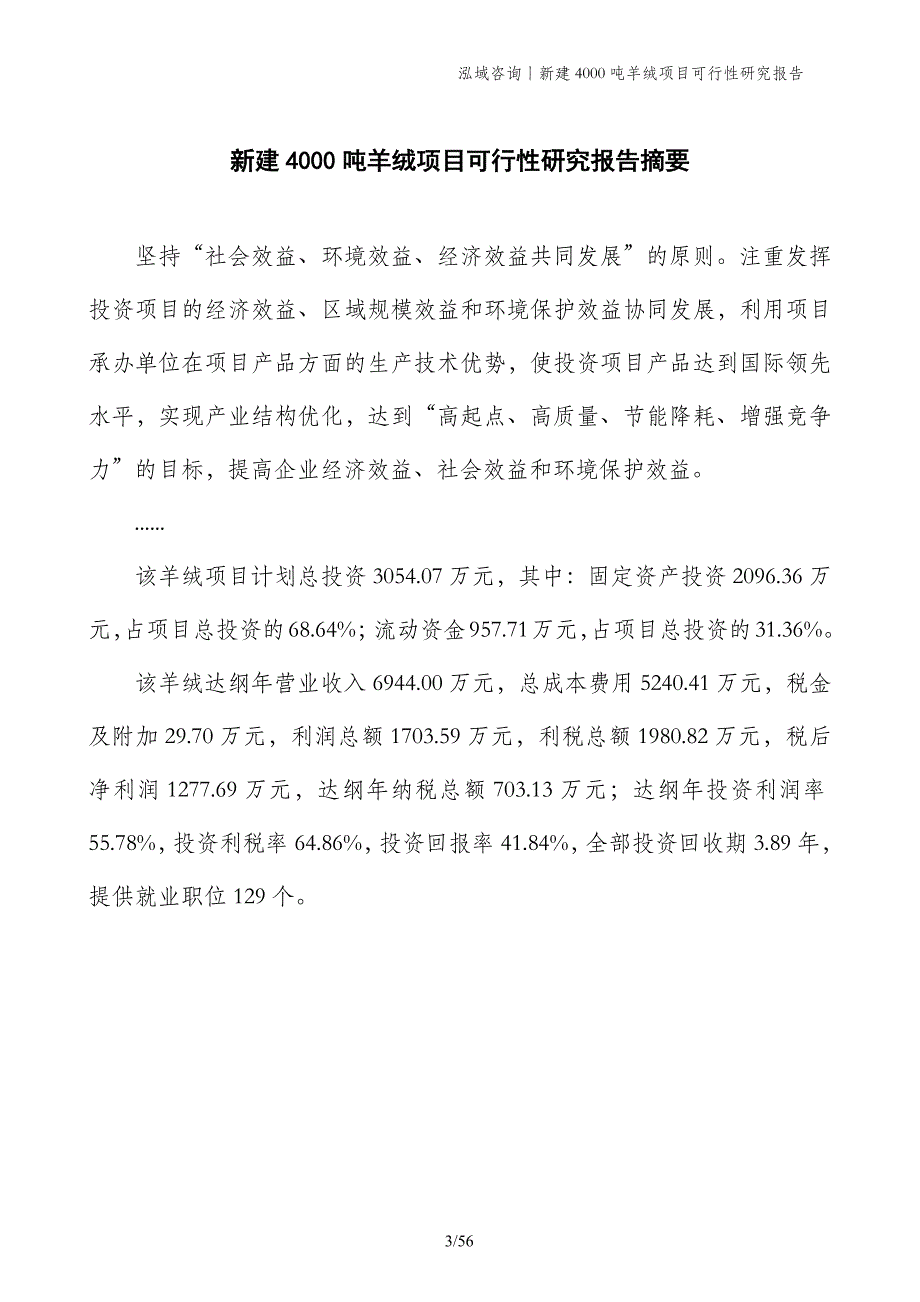 新建4000吨羊绒项目可行性研究报告_第3页