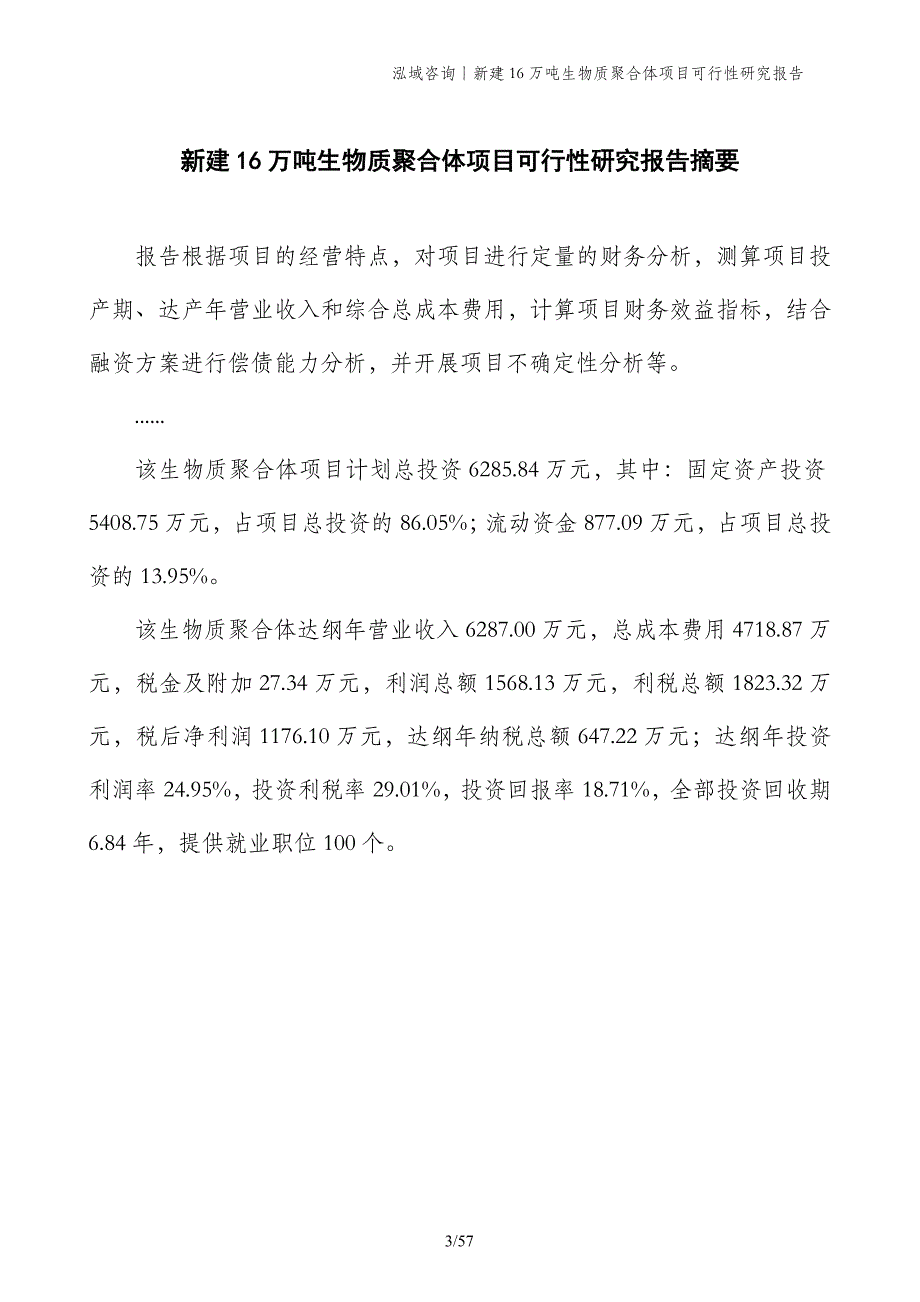 新建16万吨生物质聚合体项目可行性研究报告_第3页