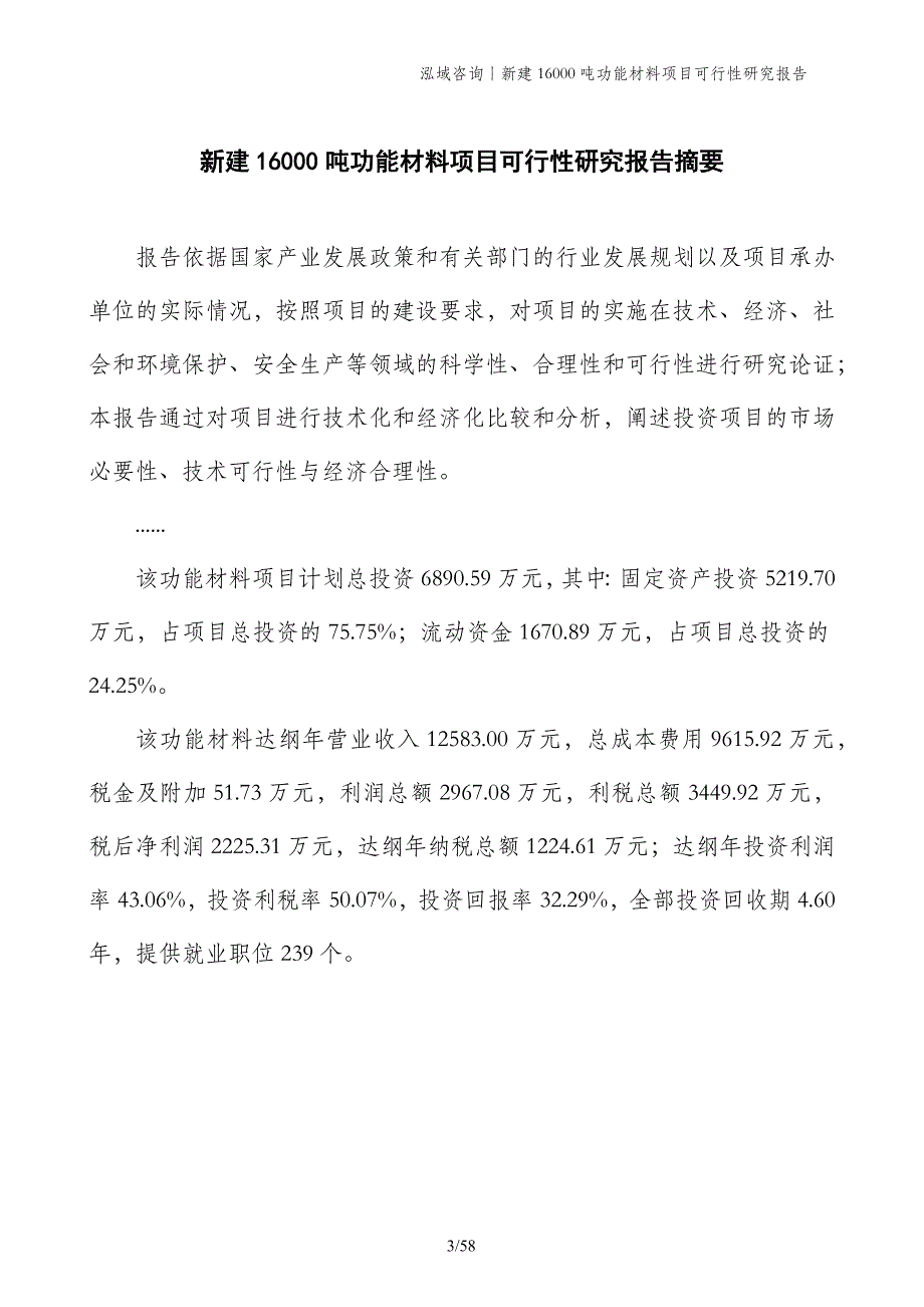 新建16000吨功能材料项目可行性研究报告_第3页