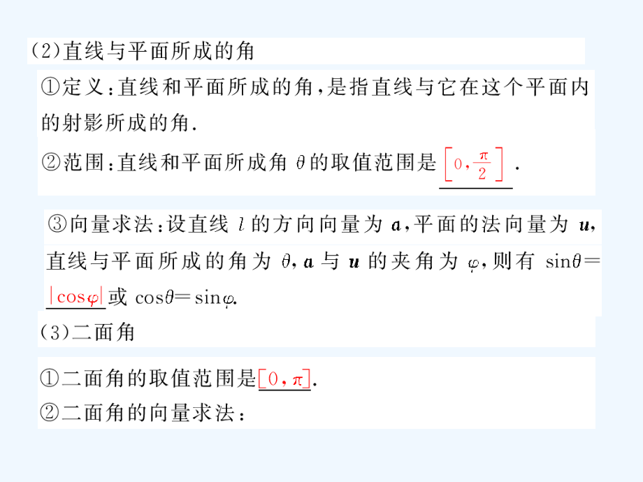 （步步高）（新人教）2010届高考数学第一轮复习精品课件：立体几何中的向量问题（ⅱ）-——空间角与距离_第2页