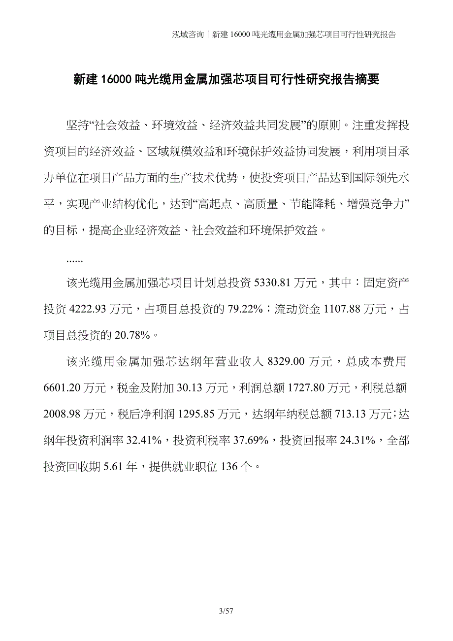 新建16000吨光缆用金属加强芯项目可行性研究报告_第3页