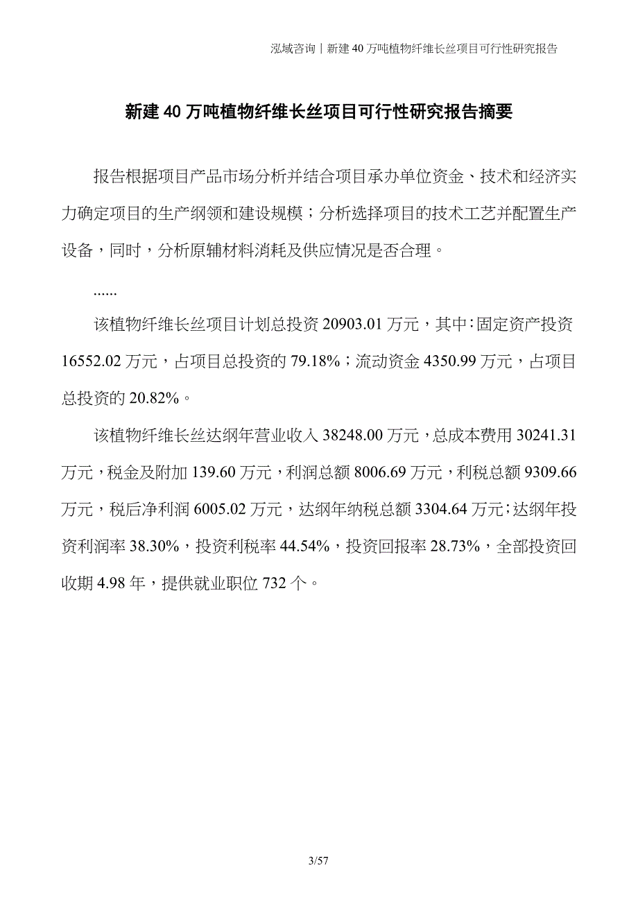 新建40万吨植物纤维长丝项目可行性研究报告_第3页