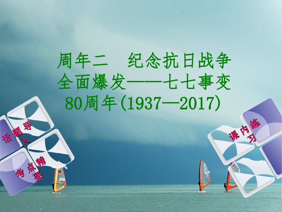 中考历史复习 第2部分 专题突破篇 第一团块 周年纪念 周年二 纪念抗日战争全面爆发七七事变80周年（19372017）课件_第1页