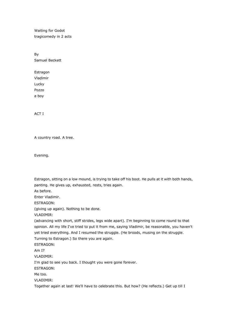 《等待戈多》剧本(英文版)_第1页