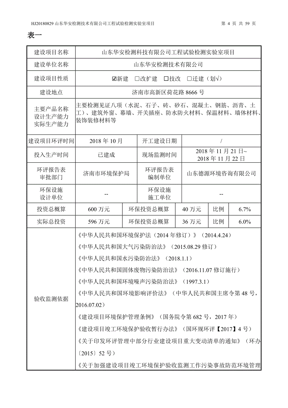 山东华安检测技术有限公司工程试验检测实验室项目竣工环境保护验收检测报告_第4页