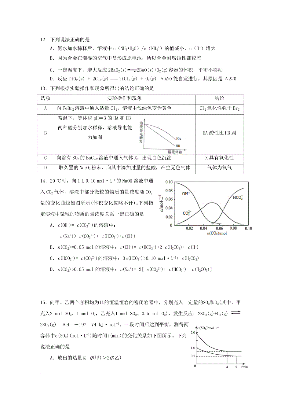 高三化学下学期开学考试 试题_第4页