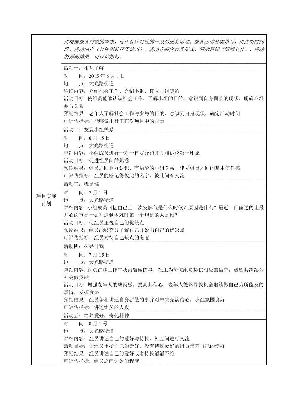 老年社会工作服务项目策划书_第5页