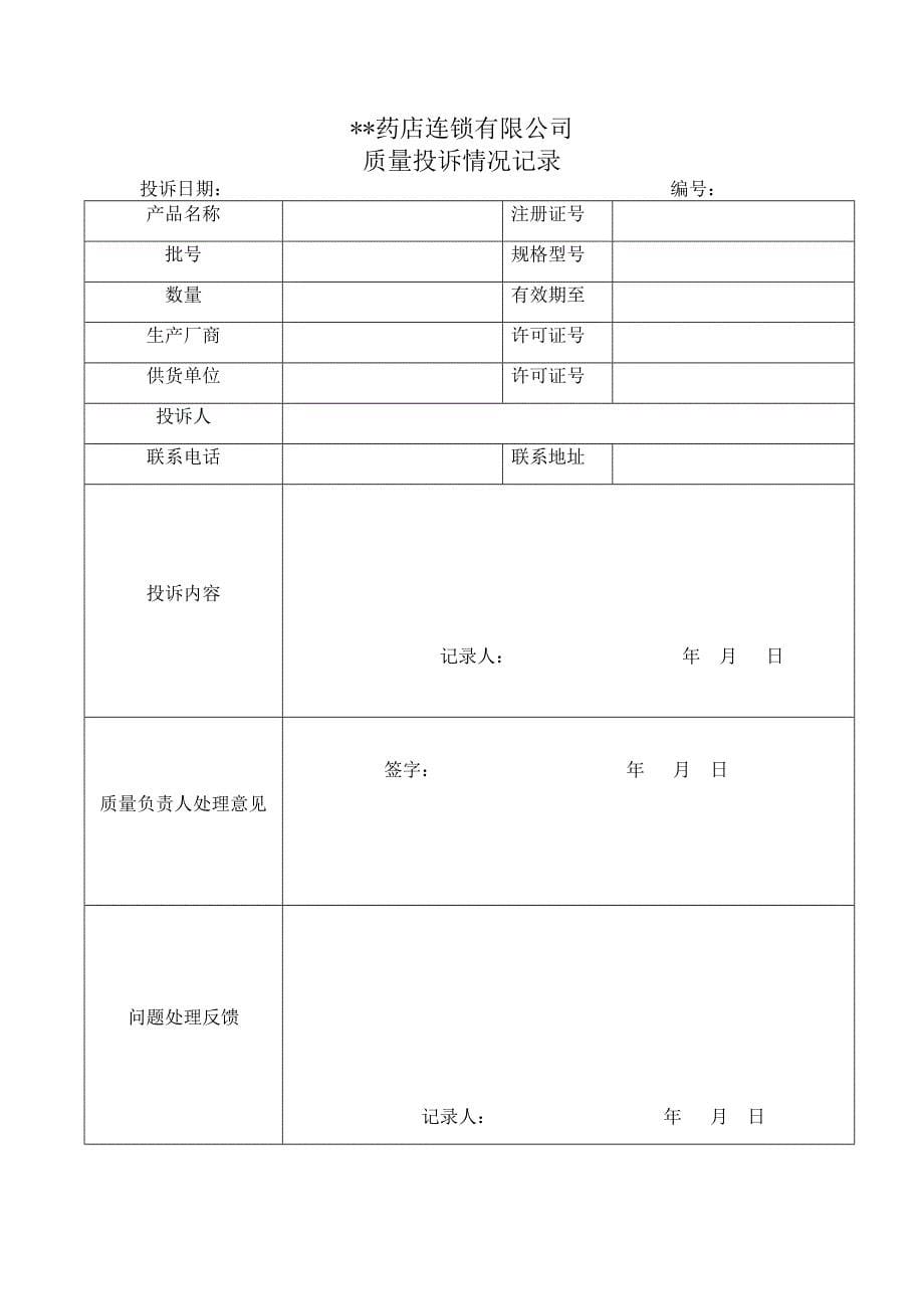 药品零售企业gsp表格大全与填写说明_第5页