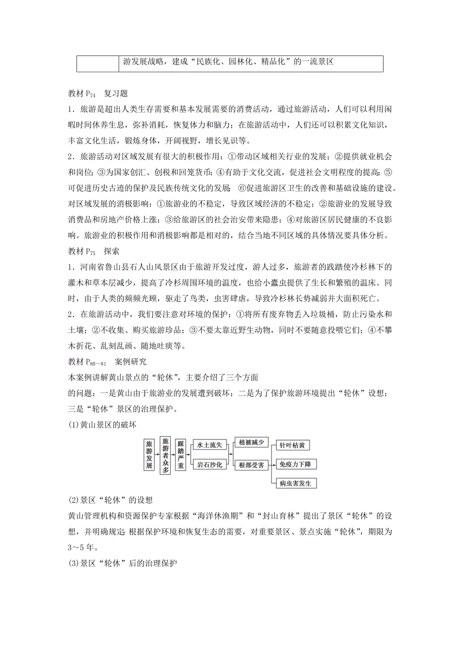 高中地理 第三章 旅游景区的规划与旅游活动设计章末整合同步备课学案 中图版选修_第3页