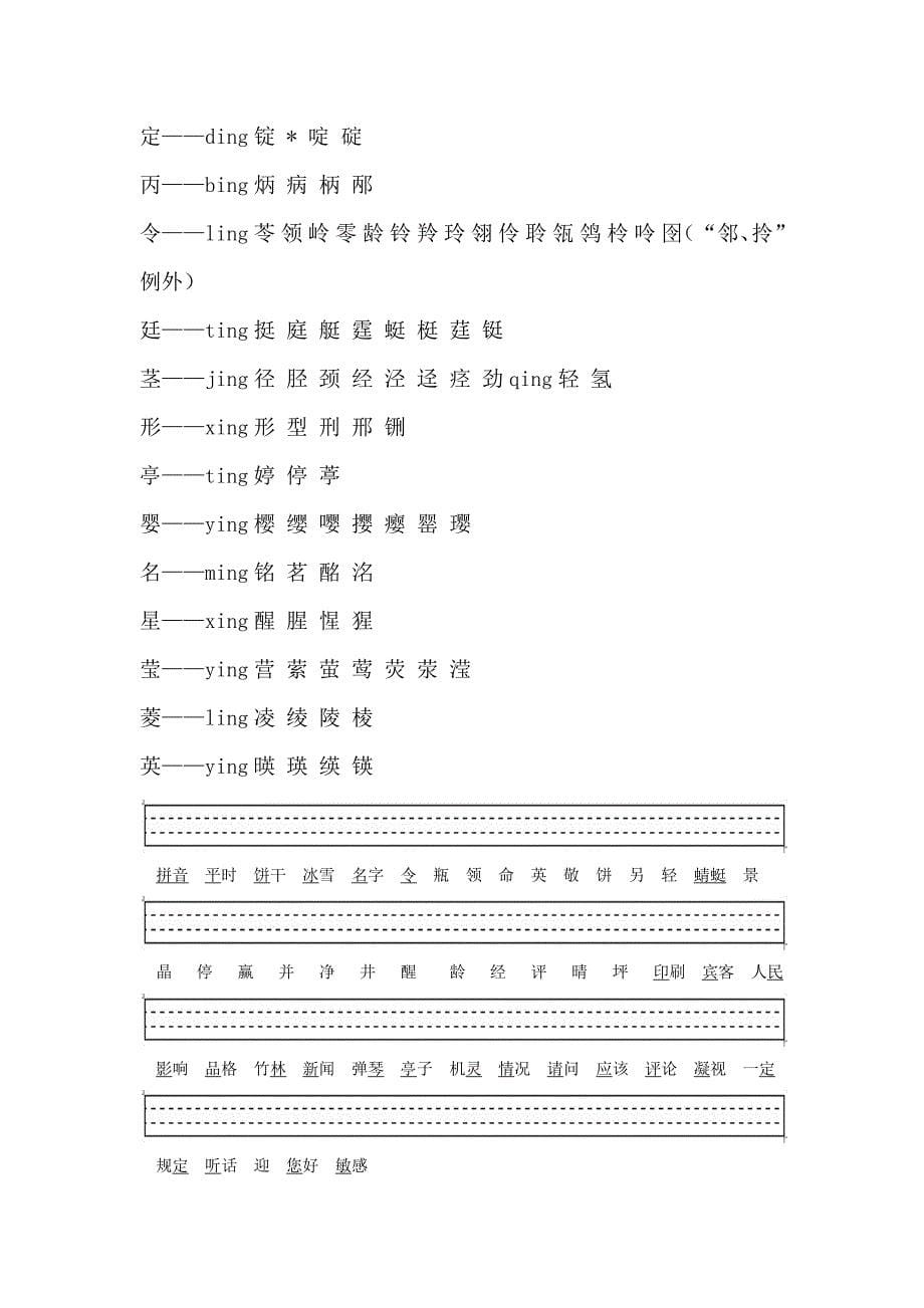 拼音前鼻音,后鼻音区分与练习_第5页