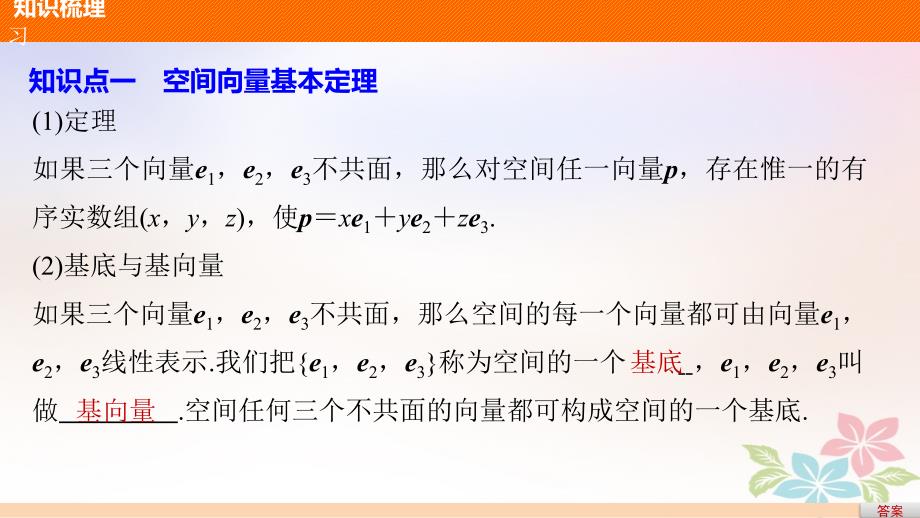 高中数学 第3章 空间向量与立体几何 3_1_3 空间向量基本定理 3_1_4 空间向量的坐标表示课件 苏教版选修2-1_第4页