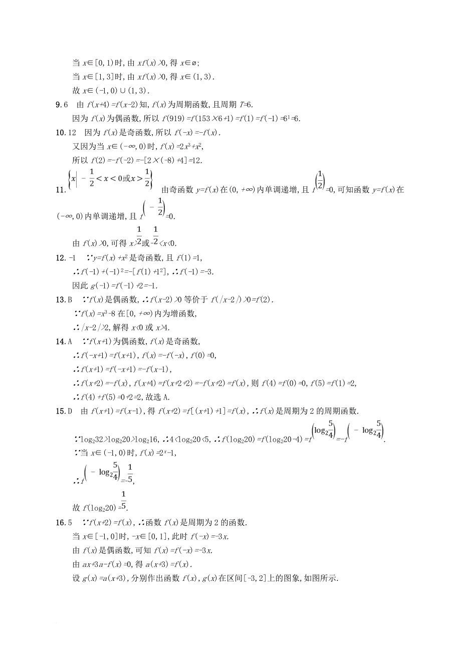 高考数学总复习 课时规范练7 函数的奇偶性与周期性 文 新人教a版_第4页