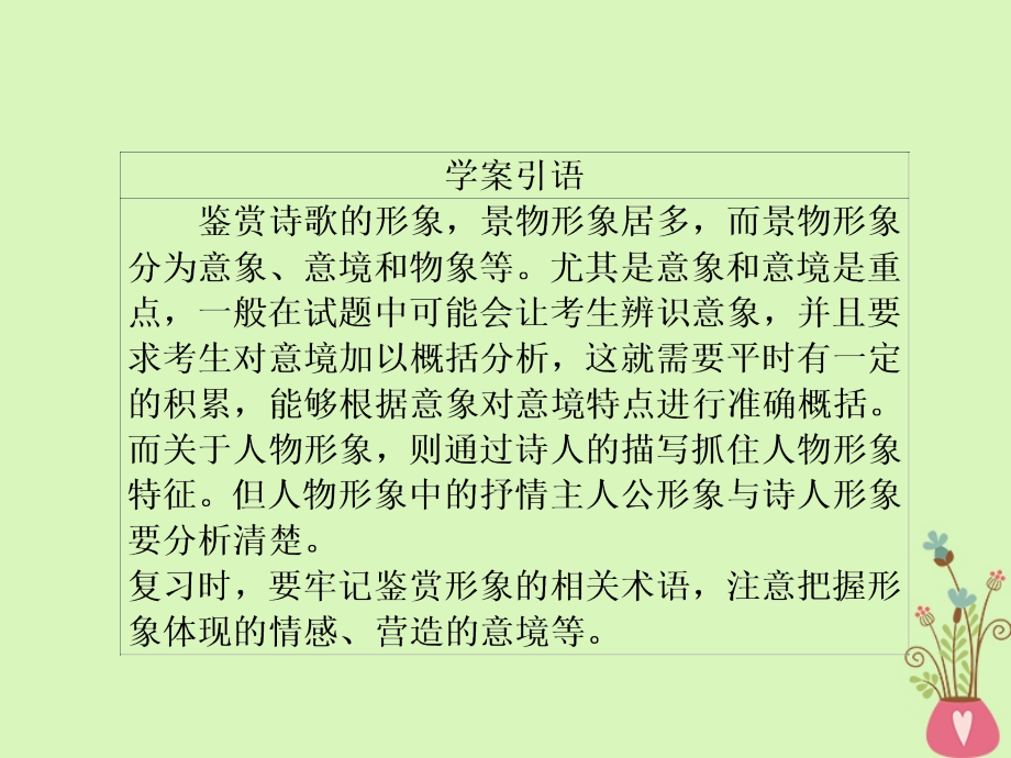 高三语文二轮复习第三部分古诗文阅读专题十古代诗歌阅读考点1鉴赏形象课件_第3页