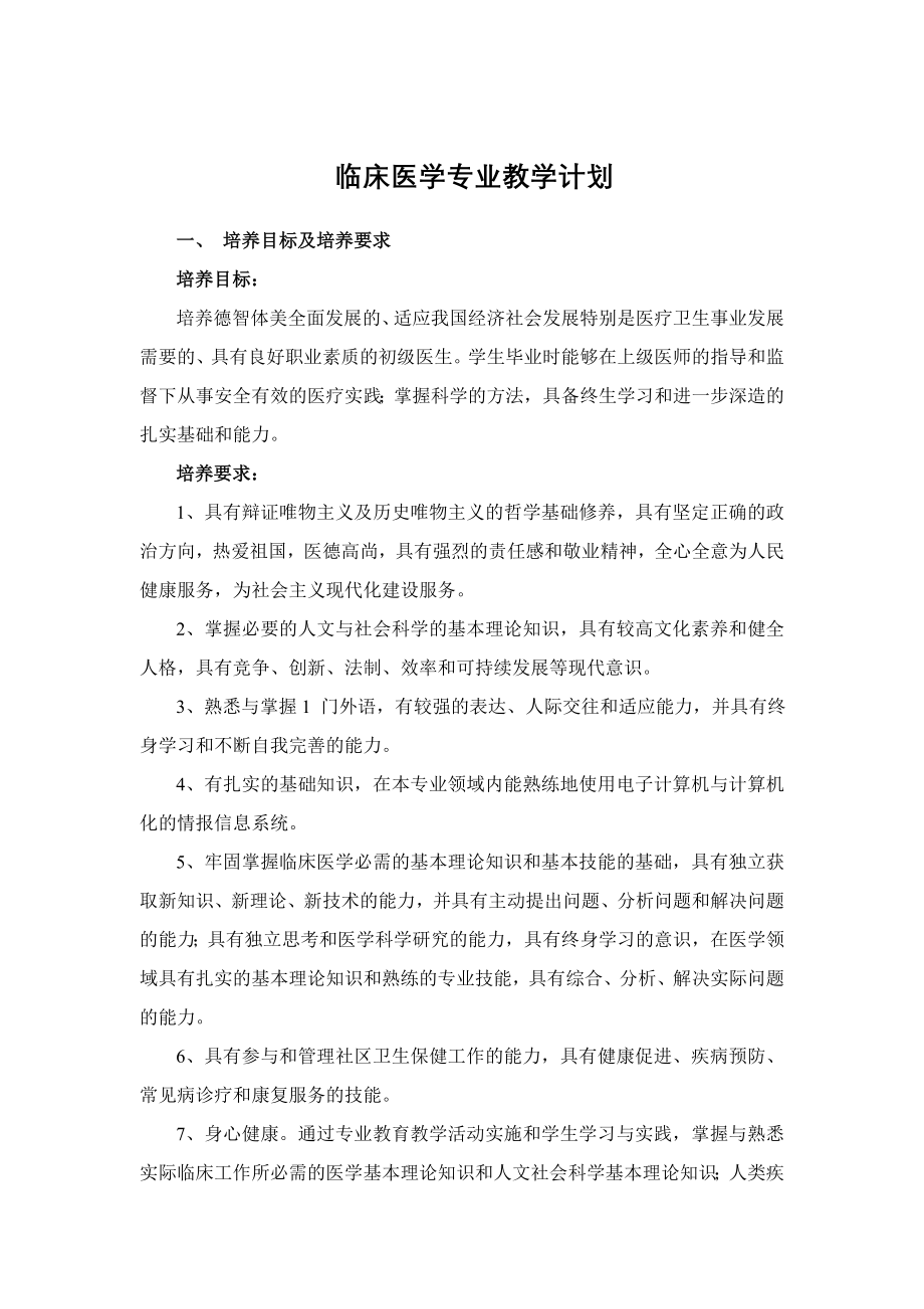 临床医学专业教学计划与教学大纲_第4页