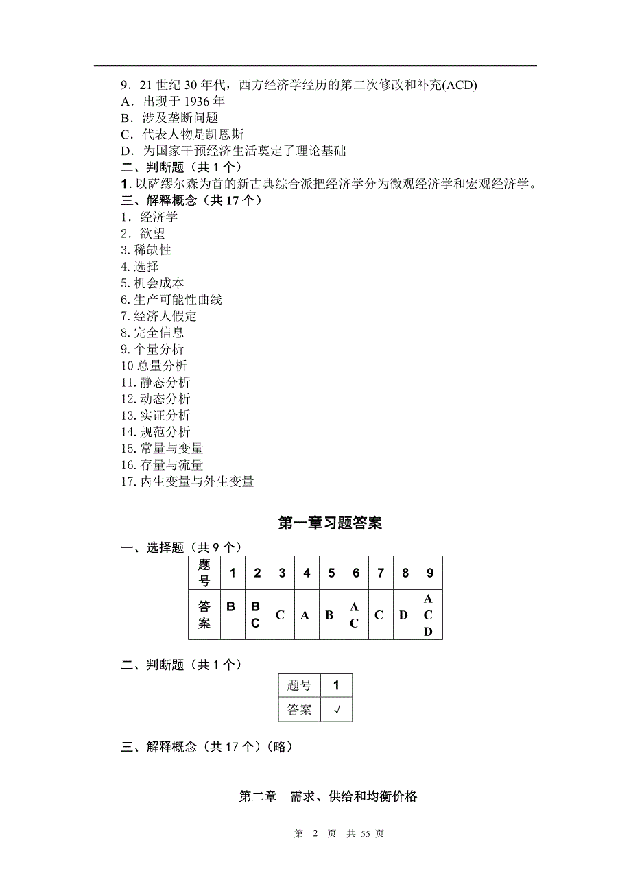 西方经济学微观部分第五版高鸿业题库及答案_第2页