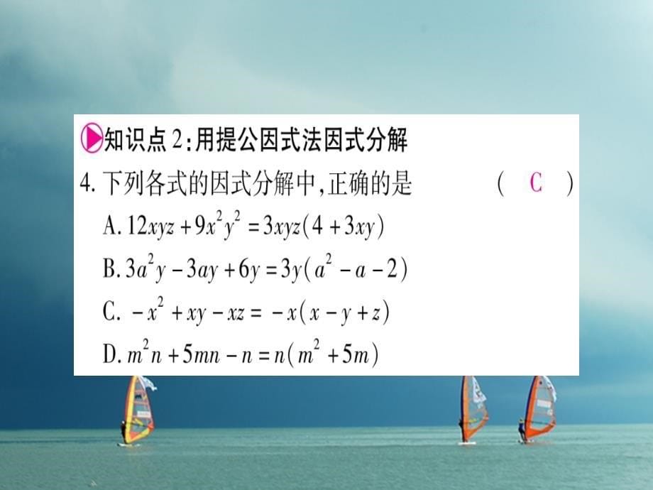 八年级数学下册 第4章 因式分解 4_2 提公因式法习题课件 （新版）北师大版_第5页