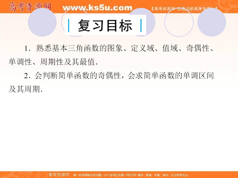 2019届高三上学期数学总复习课件：第四单元  三角函数与解三角形  第25讲  三角函数的图象与性质（一）_第2页