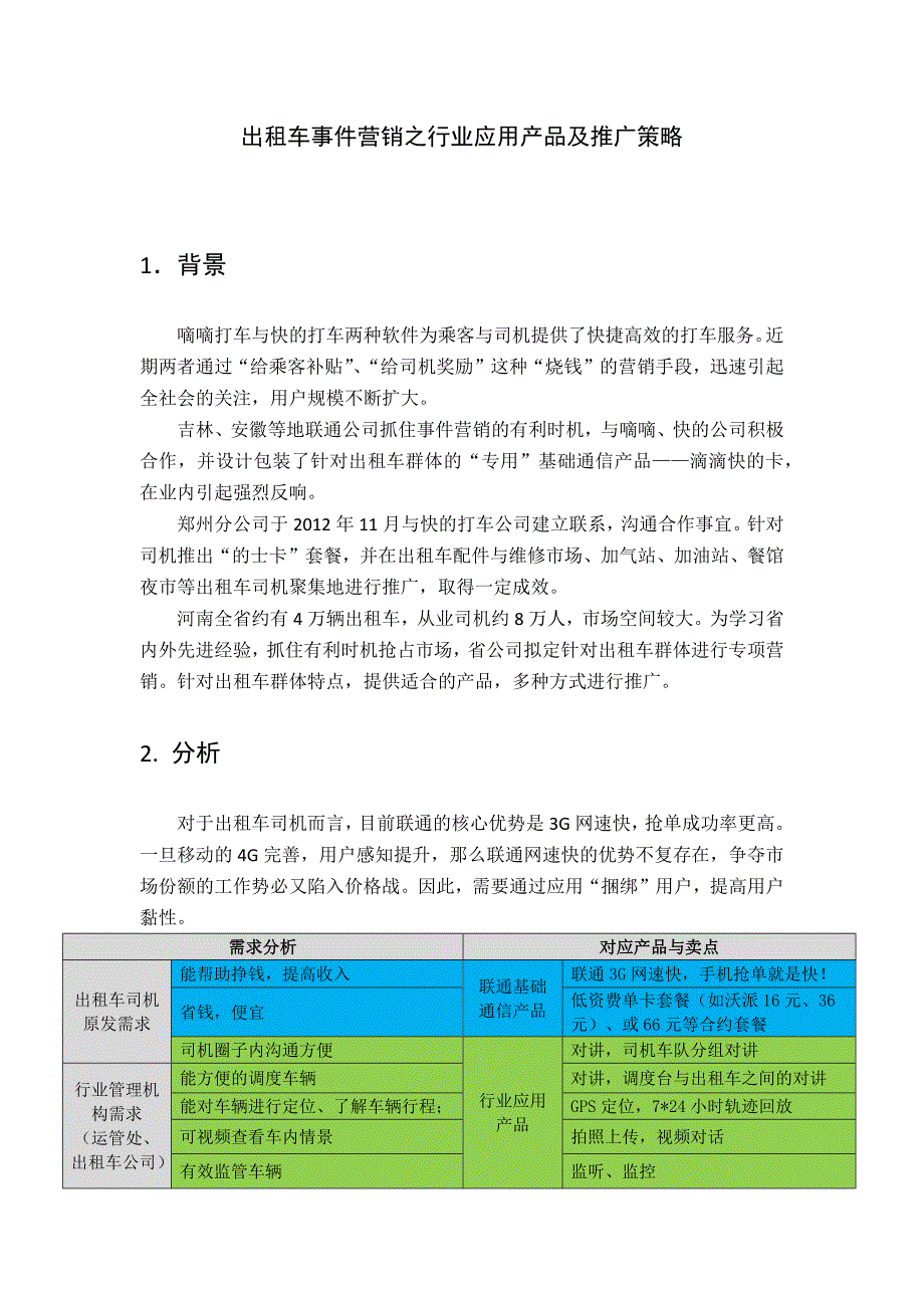 附件4 行业应用产品及推广策略_第1页