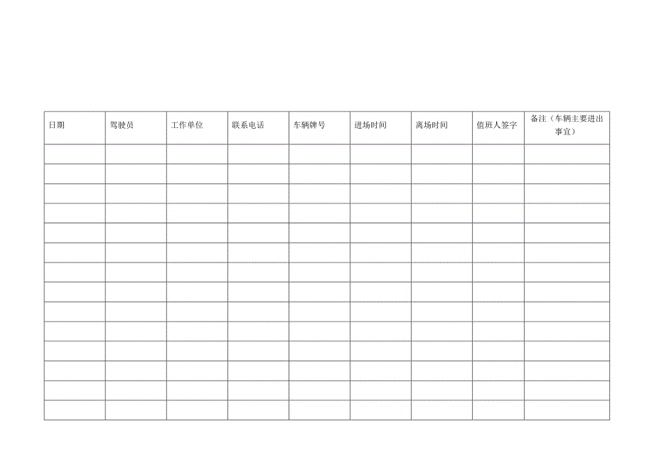 施工现场车辆出入登记表_第2页