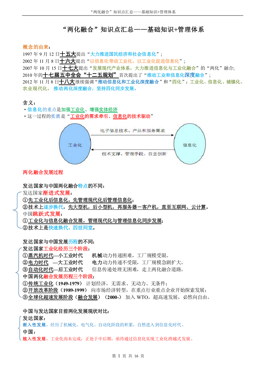 两化融合要点(基础知识+管理体系)_第1页