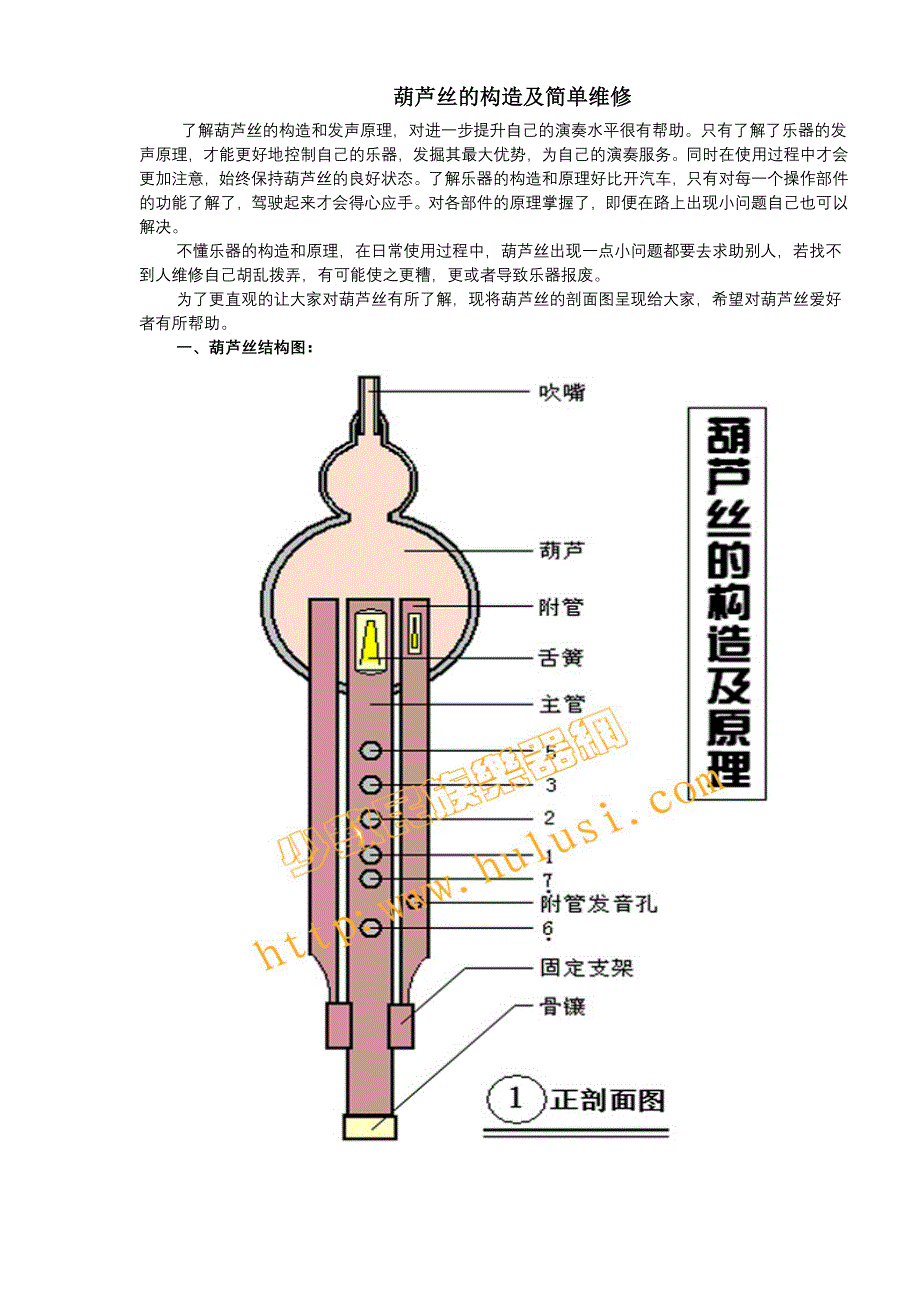 葫芦丝的构造及简单维修_第1页