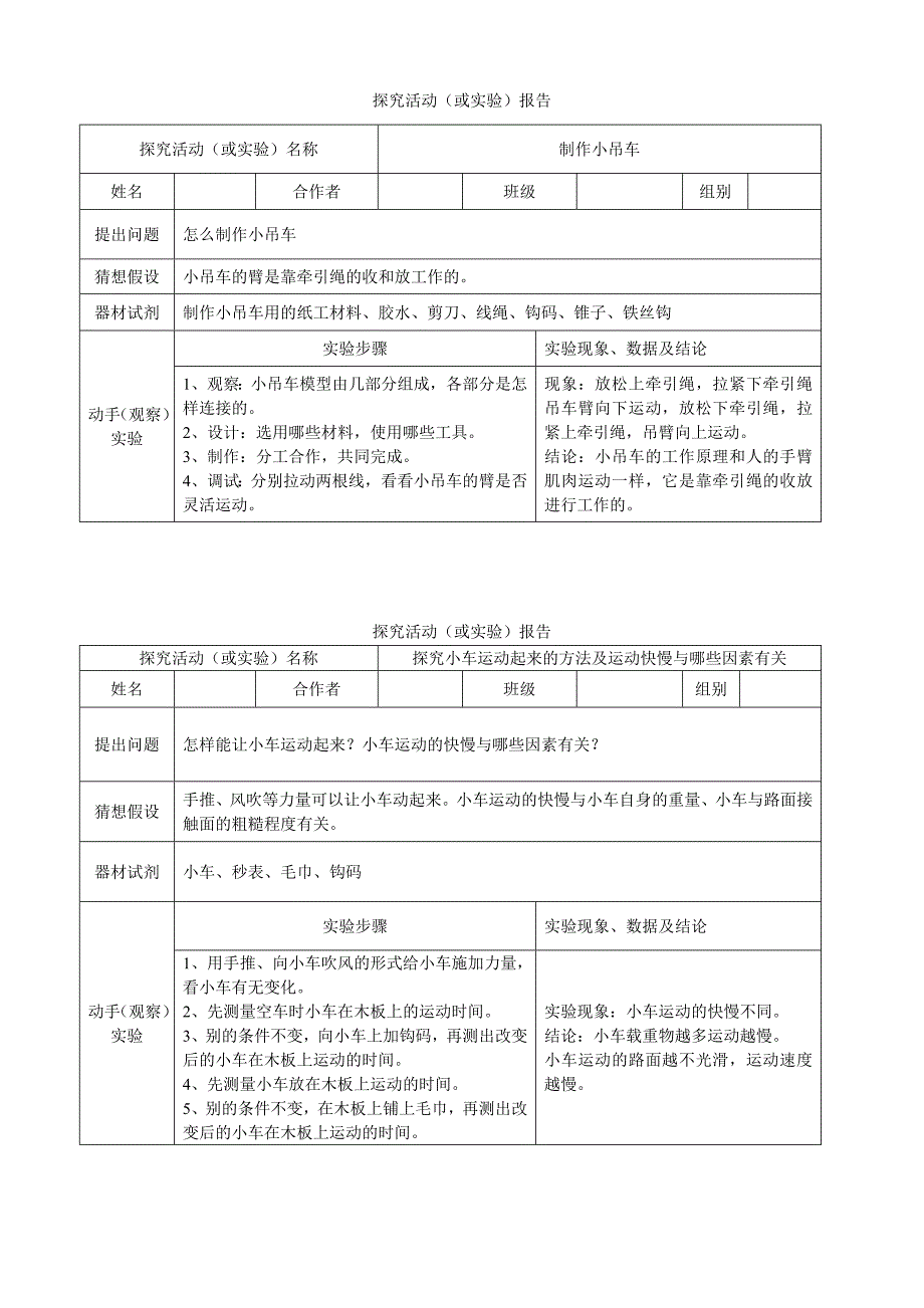 自己弄的四年级实验报告上册_第1页