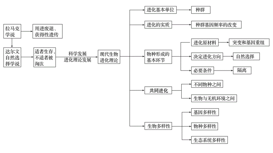 2018-2019学年高中生物人教版必修二课件：第7章 现代生物进化理论 本章知识体系构建 _第2页