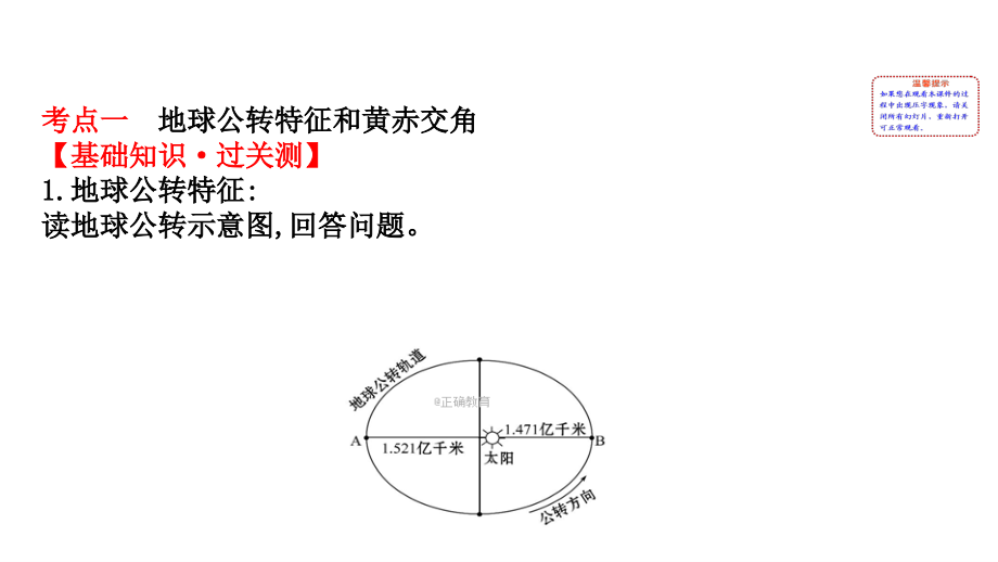 2018届高三地理人教版一轮全程复习课件：第1章 行星地球 1.4 地球公转及其地理意义_第3页