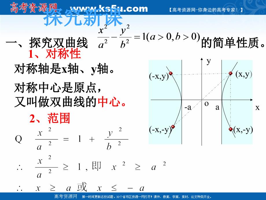 2018年优课系列高中数学北师大版选修2-1 3.3.2双曲线的简单性质 课件（20张） _第4页