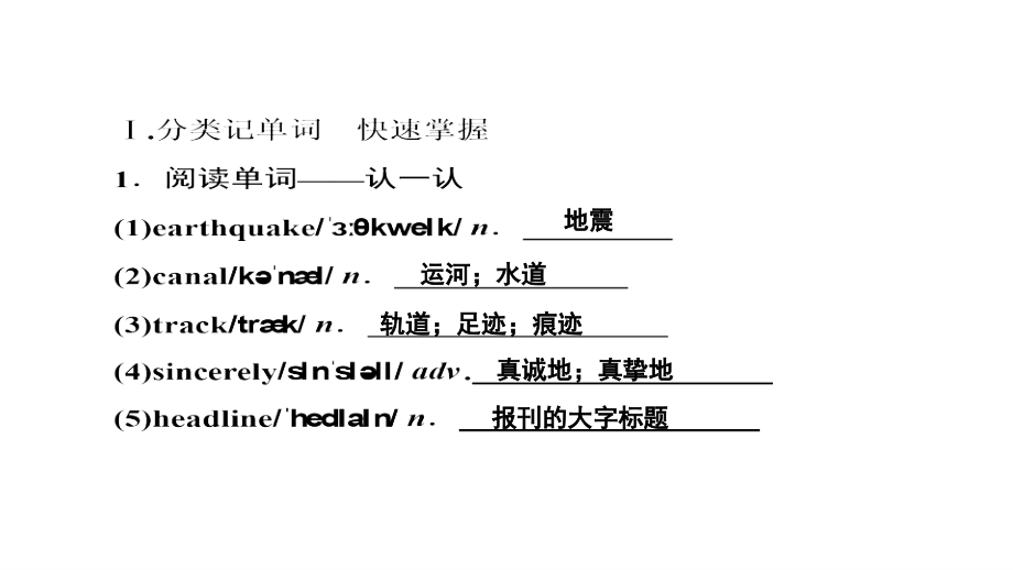 2018届高考英语人教版大一轮复习课件：1-1-4 earthquakes_第3页