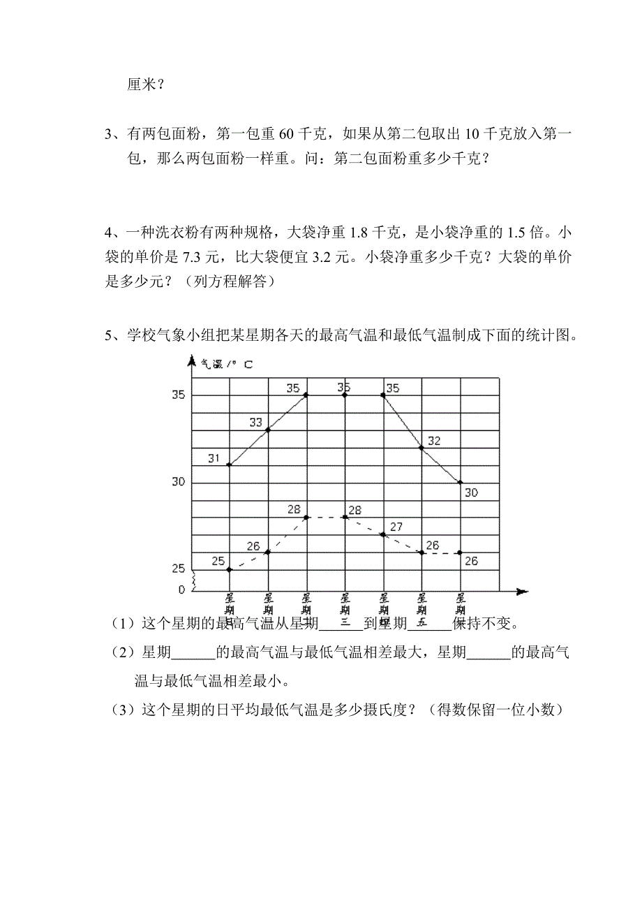2015年苏教版五年级数学下册（1-3单元）检测卷_第4页