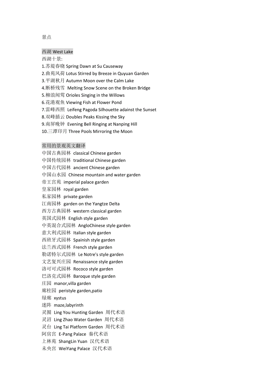 景点英文翻译_第1页