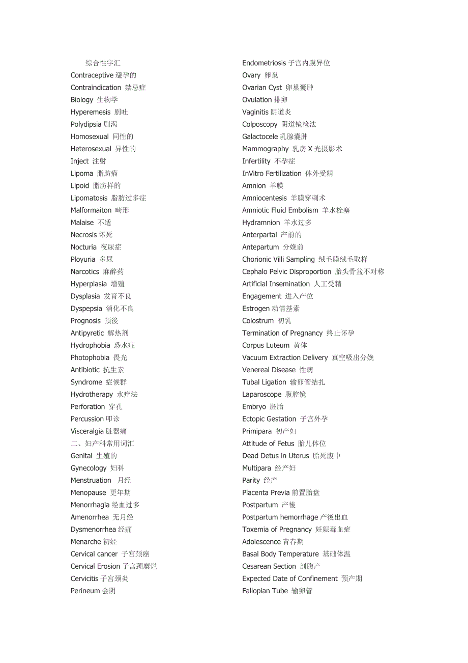 医学专业英语词汇(临床-内外妇儿)_第3页