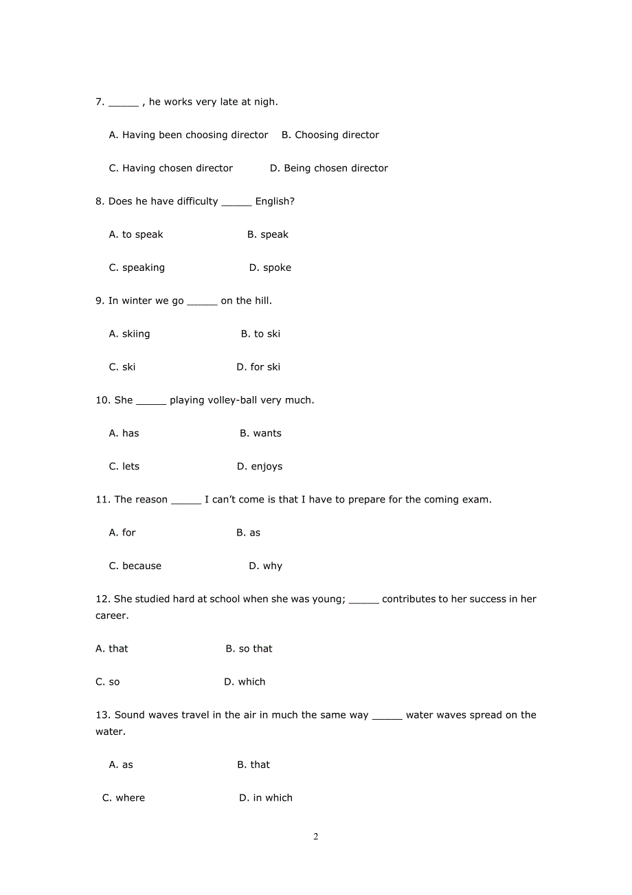 学位英语考试练习题（一）_第2页