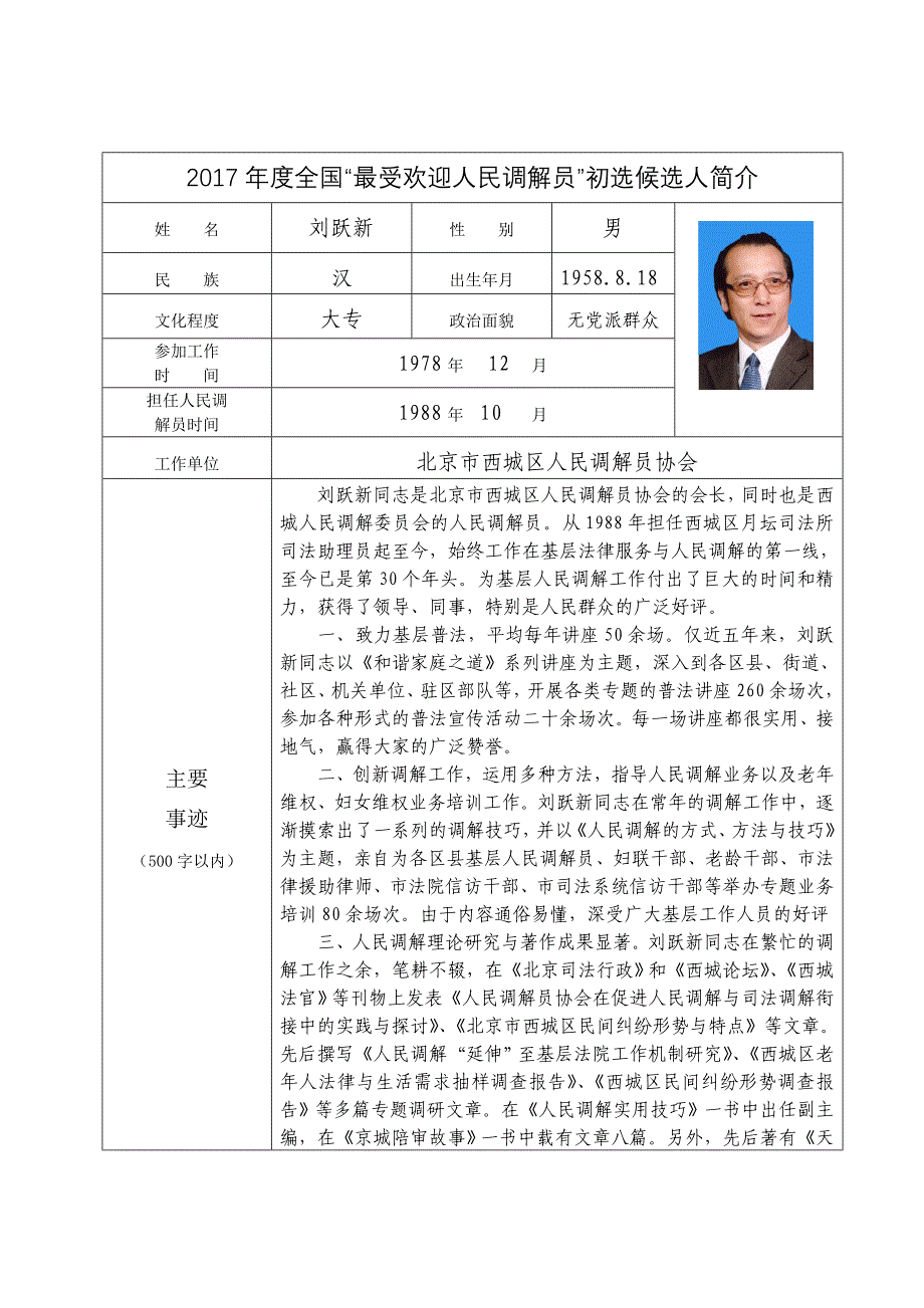 2017年度全国最受欢迎人民调解员初选候选人简介_第1页