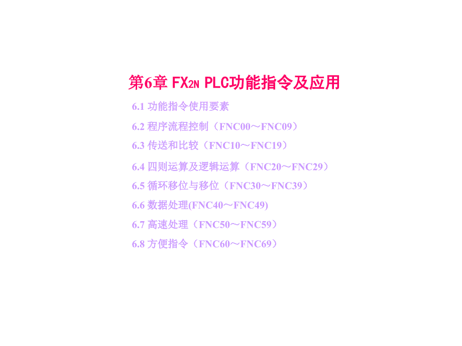 可编程序控制器PLC教学课件第6章FX2NPLC功能指令及应用_第1页