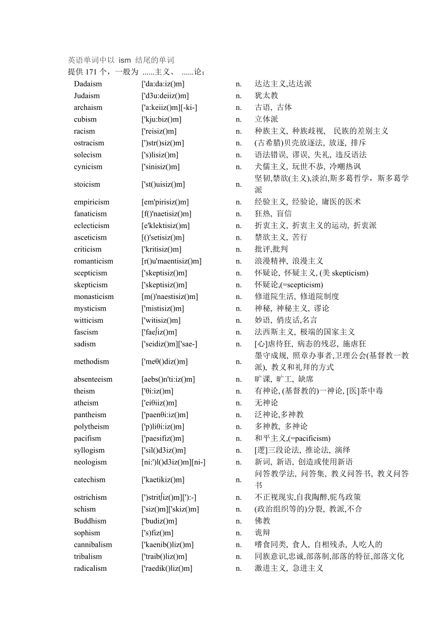 英语单词中以 ism 结尾的单词_第1页