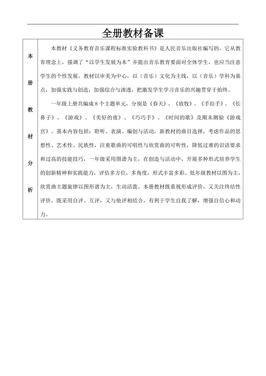 2016人音版小学音乐一年级下册音乐教案精品_第1页