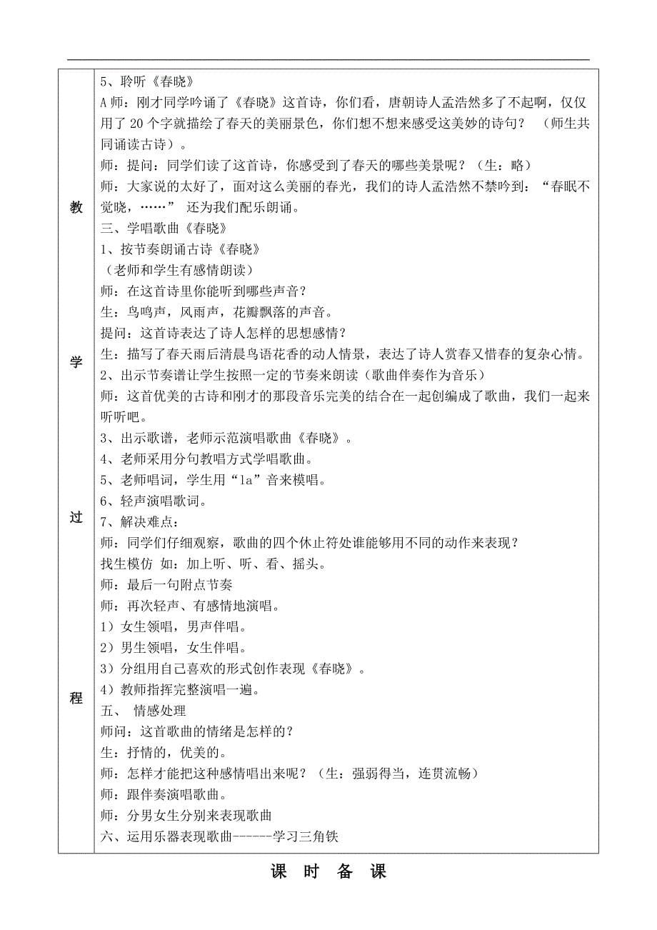 2016人音版小学音乐一年级下册音乐教案精品_第5页