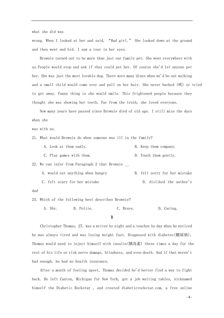 浙江省宁波市2017-2018学年高二英语上学期期中试题_第4页