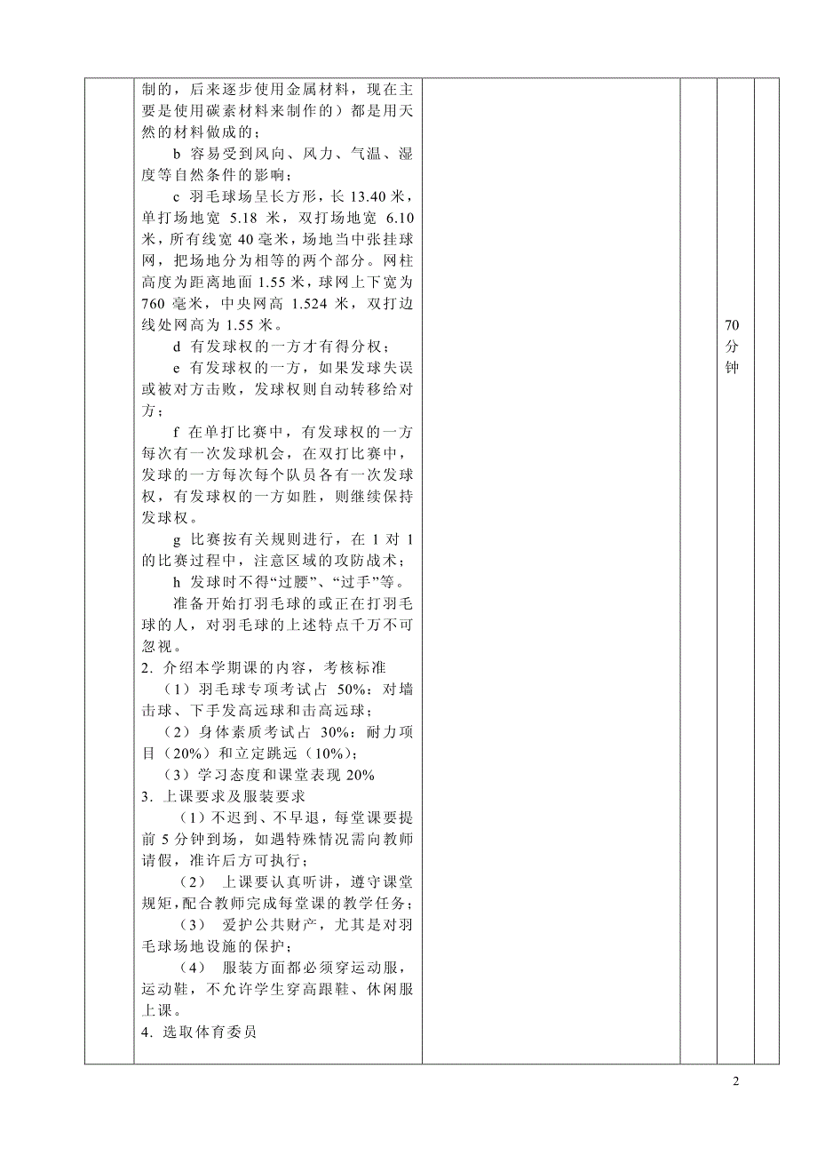 羽毛球选项课基础班教案_第2页