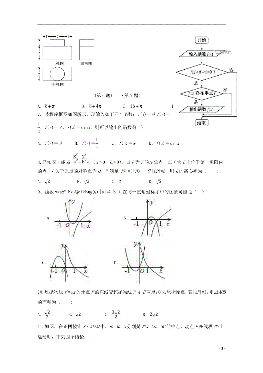 湖南省醴陵市两校2018届高三数学上学期期中联考试题 理_第2页