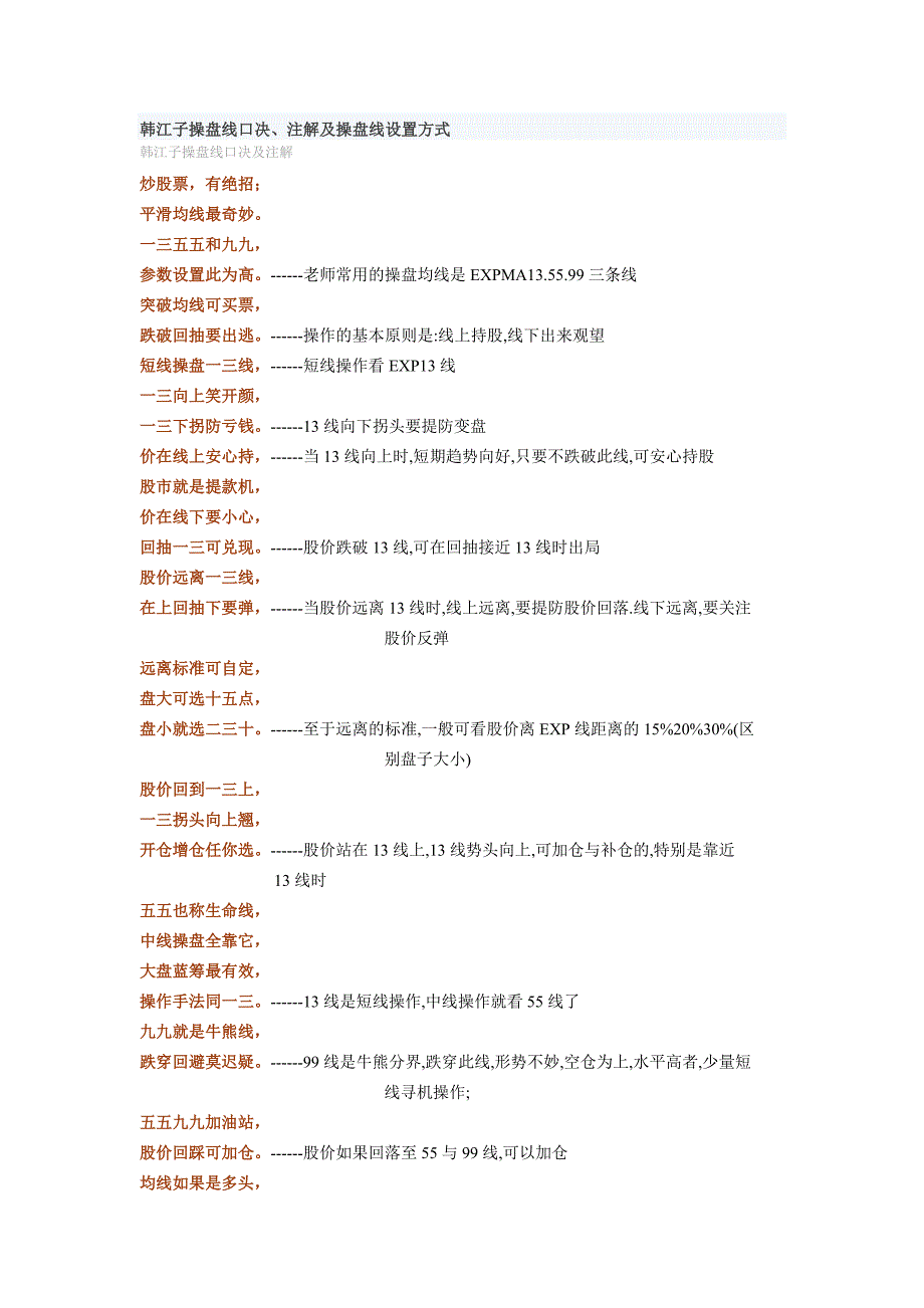 韩江子操盘线口决注解及操盘线设置方式_第1页