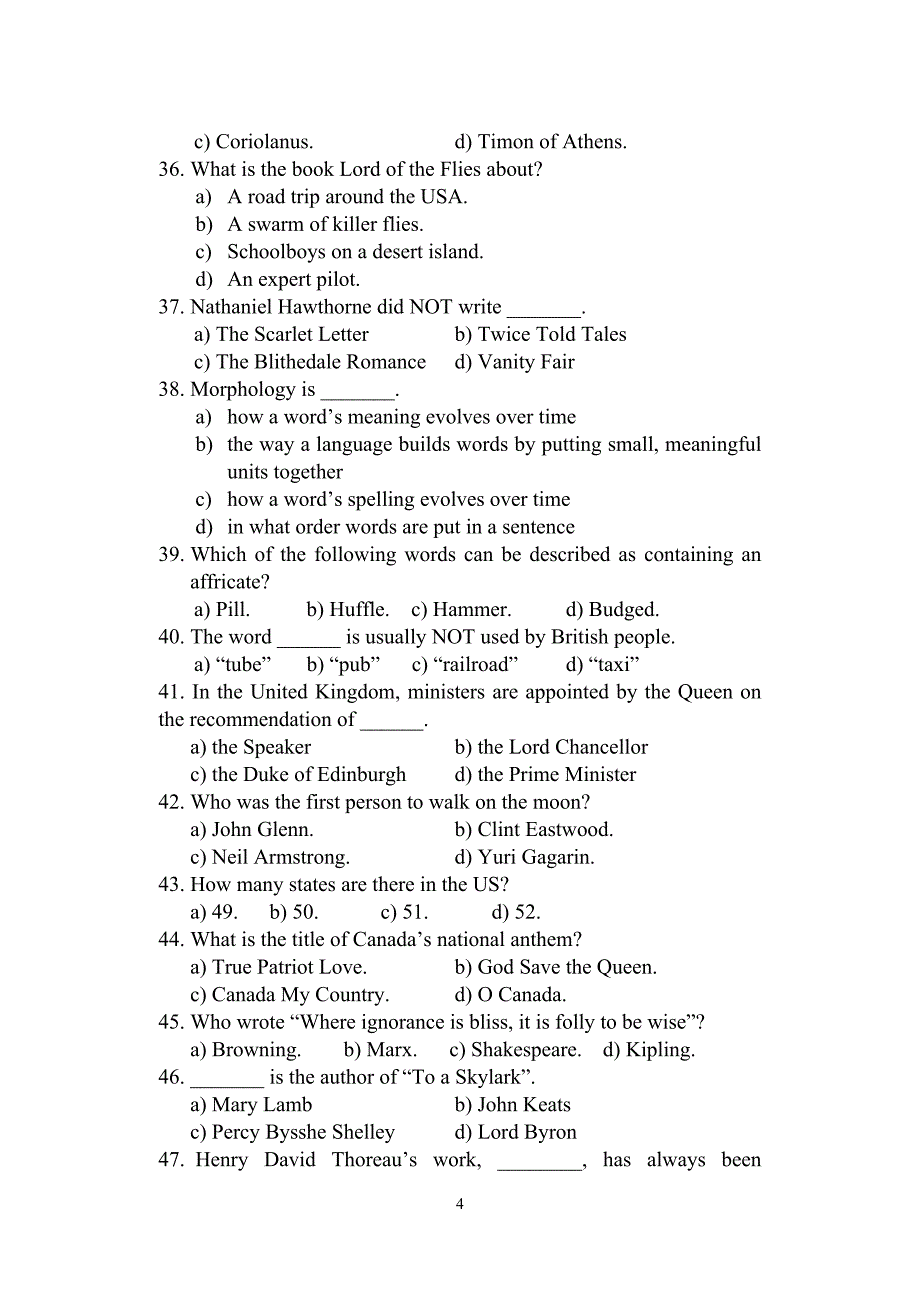 英语人文知识160题_第4页