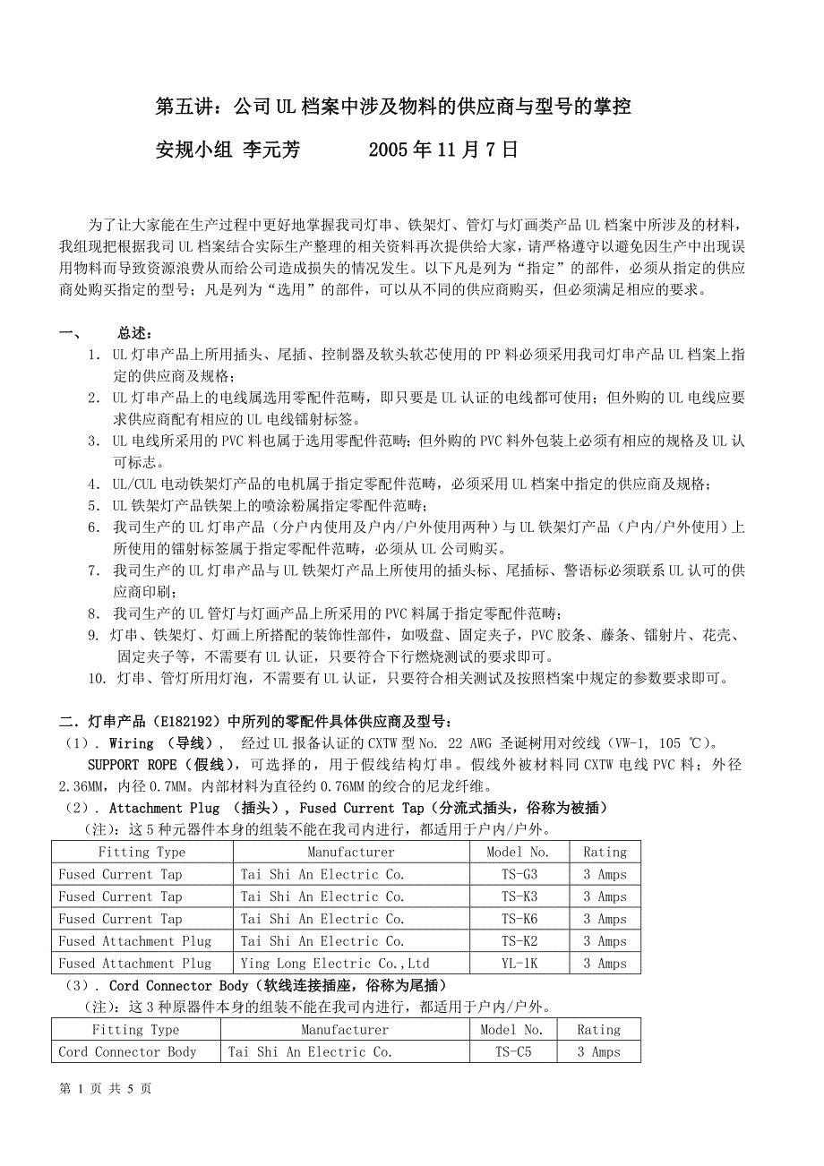 第五讲 公司现有ul档案中所涉及物料的掌控_第1页