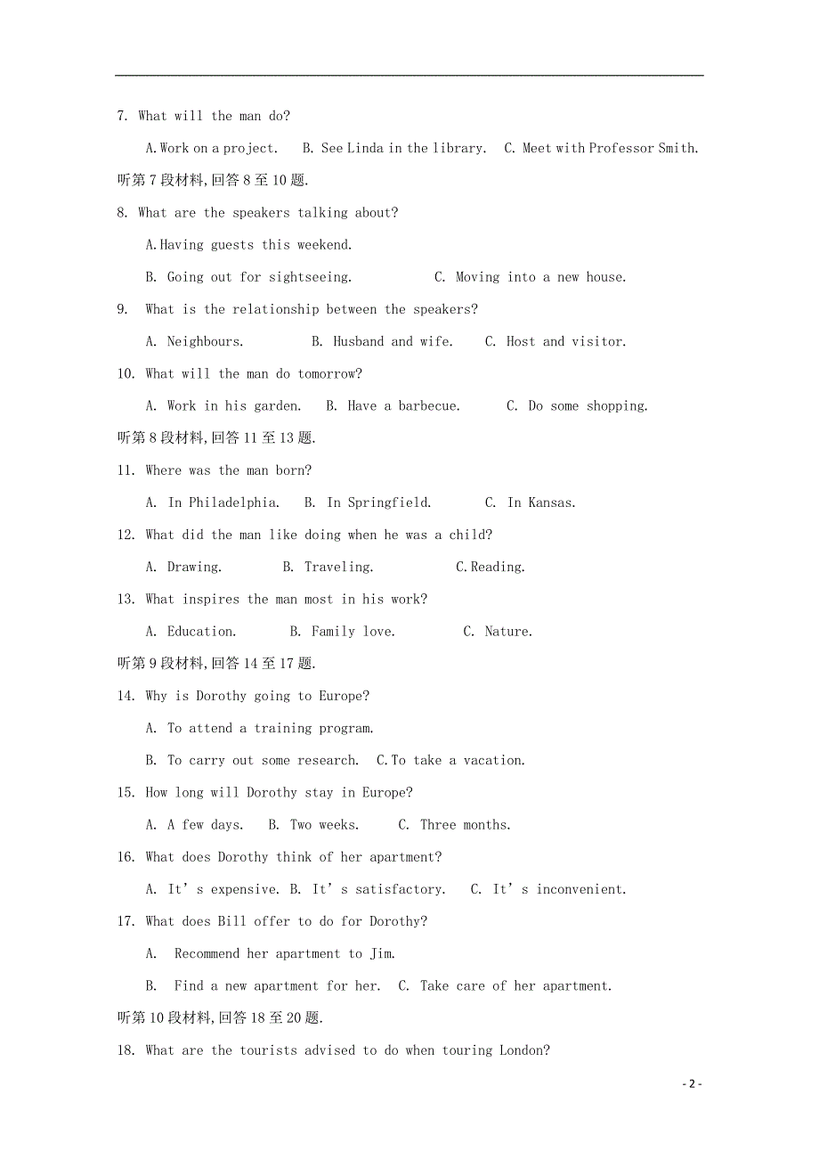 西 藏林芝市2017_2018学年高二英语上学期期中试题_第2页