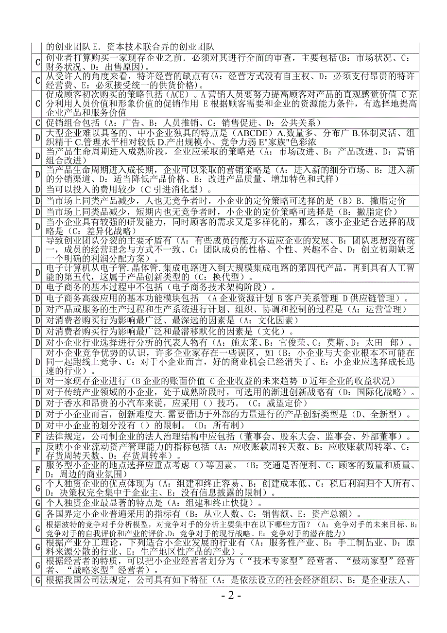 中央电大小企业管理不定项选择题295题2014年1月整理_第2页